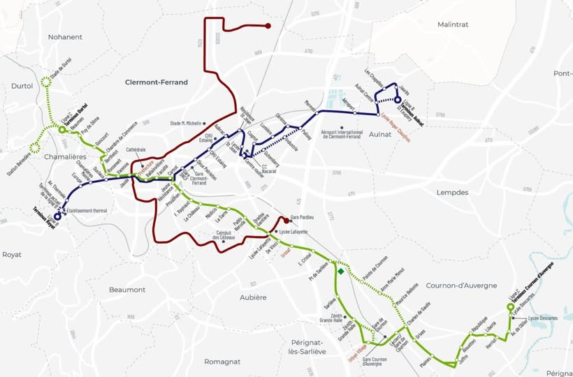 Réseau transports en commun projet Inspire Clermont-Ferrand